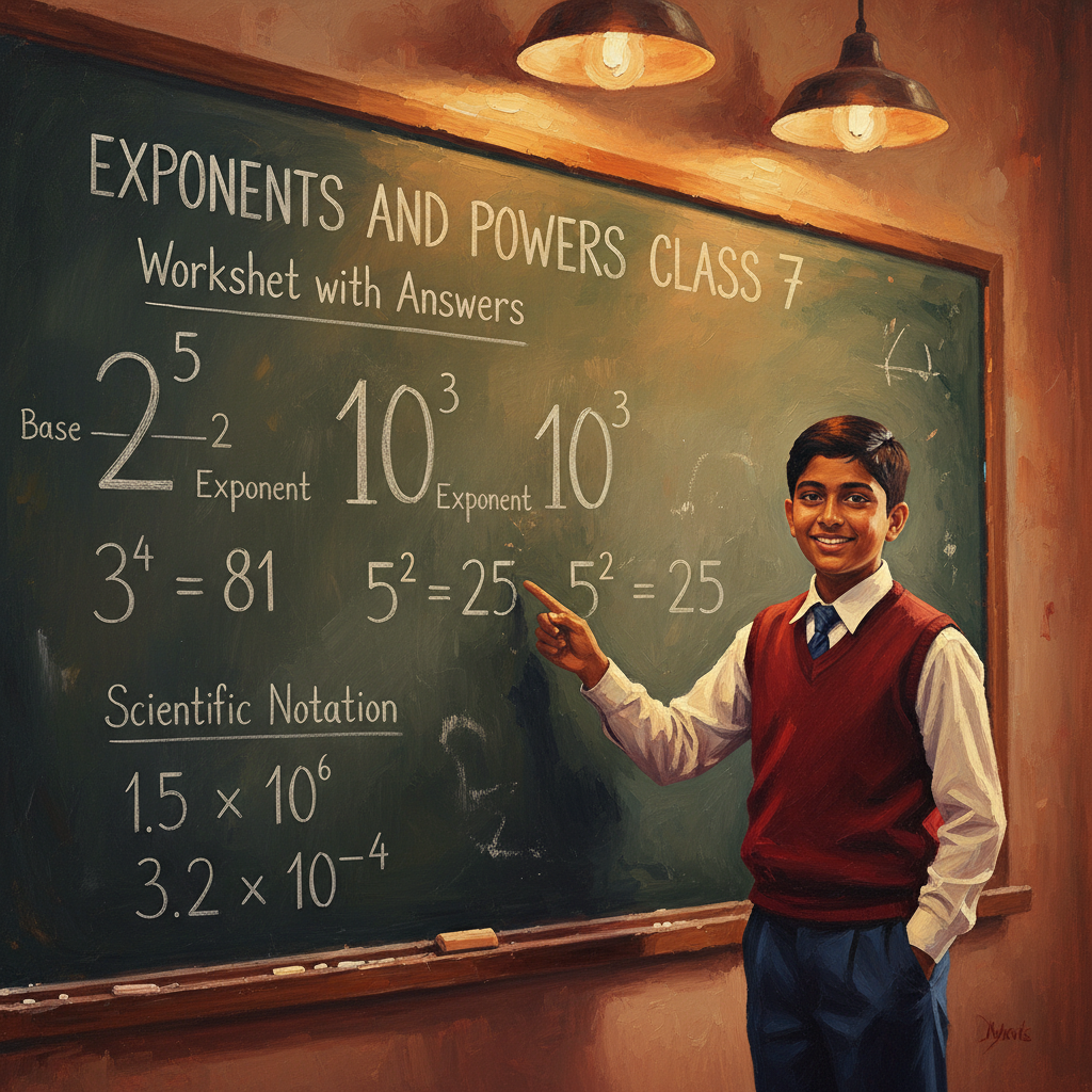 Exponents and Powers Class 7 Worksheet — Free PDF Download with Answers ...